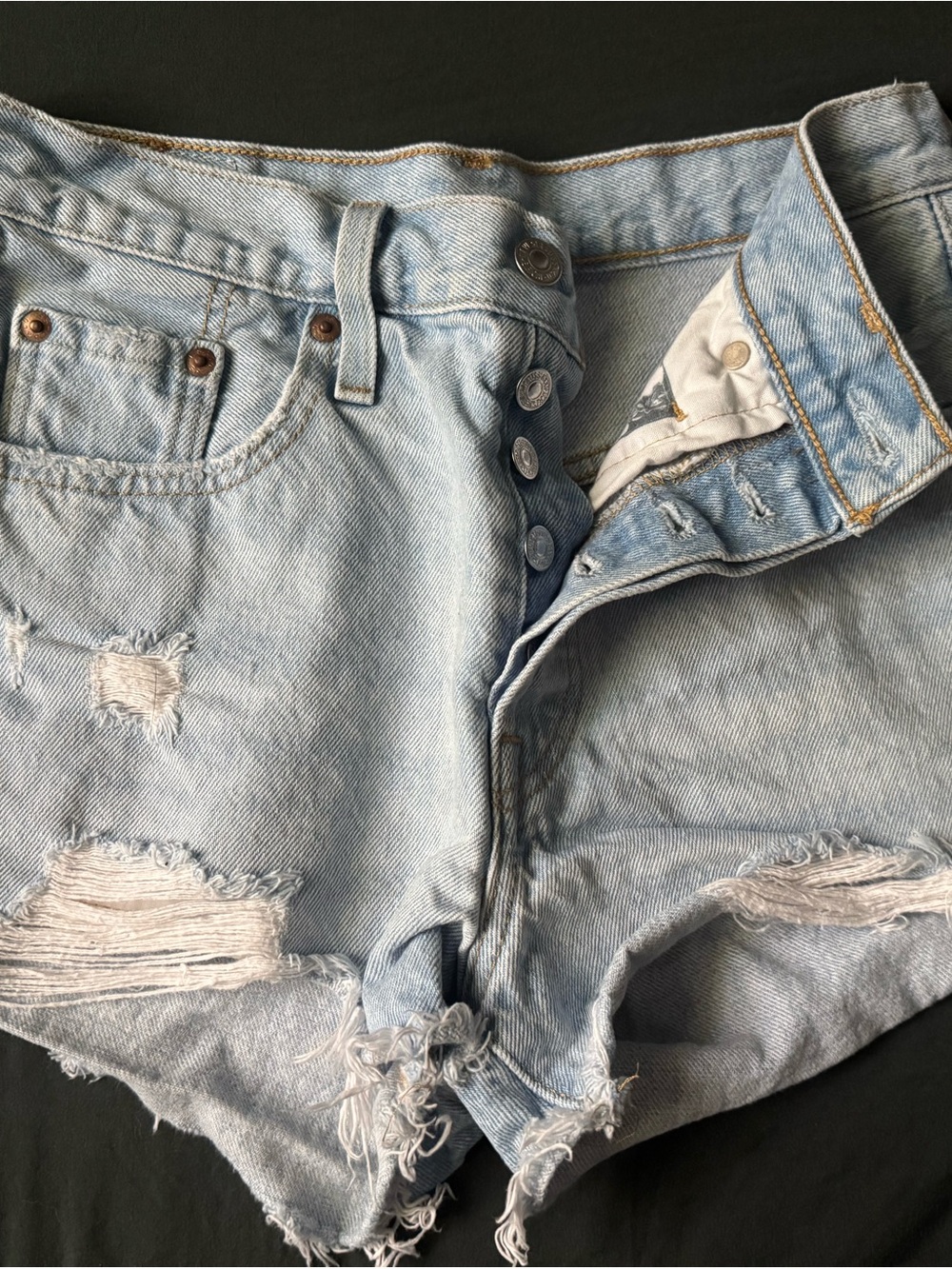 Levi's Light Blue Denim Shorts with Button Fly
